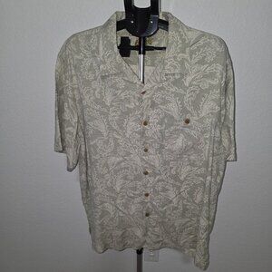 CARIBBEAN BRAND MENS XL CELERY GREEN 100% SILK SHORT SLEEVE SHIRT